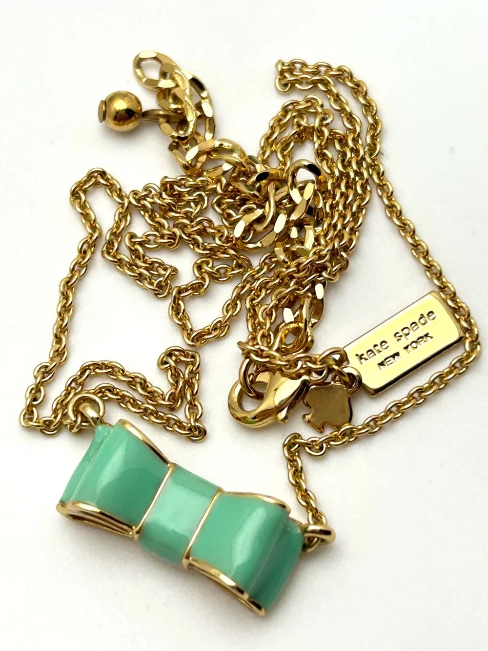 Kate Spade Moon River Green Bow Necklace